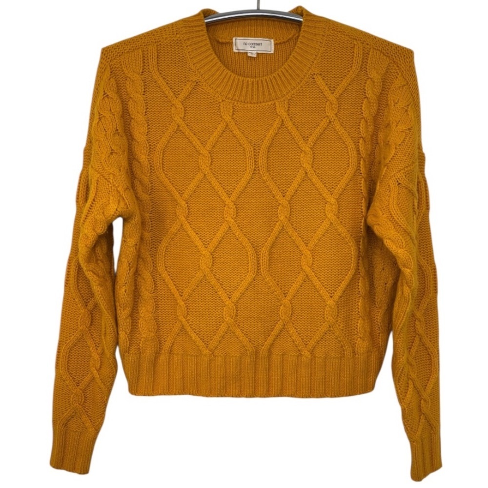 No Comment NY-LA Women’s Cable Knit Mustard Colored Crewneck Sweater Small